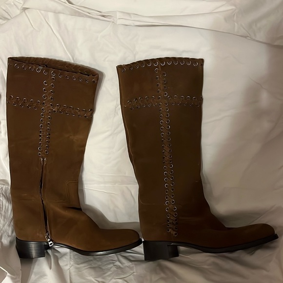 Prada   Size 38 suede boots with laced eyelets - Picture 1 of 3